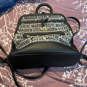 Steve Madden Black and Gray Backpack Purse